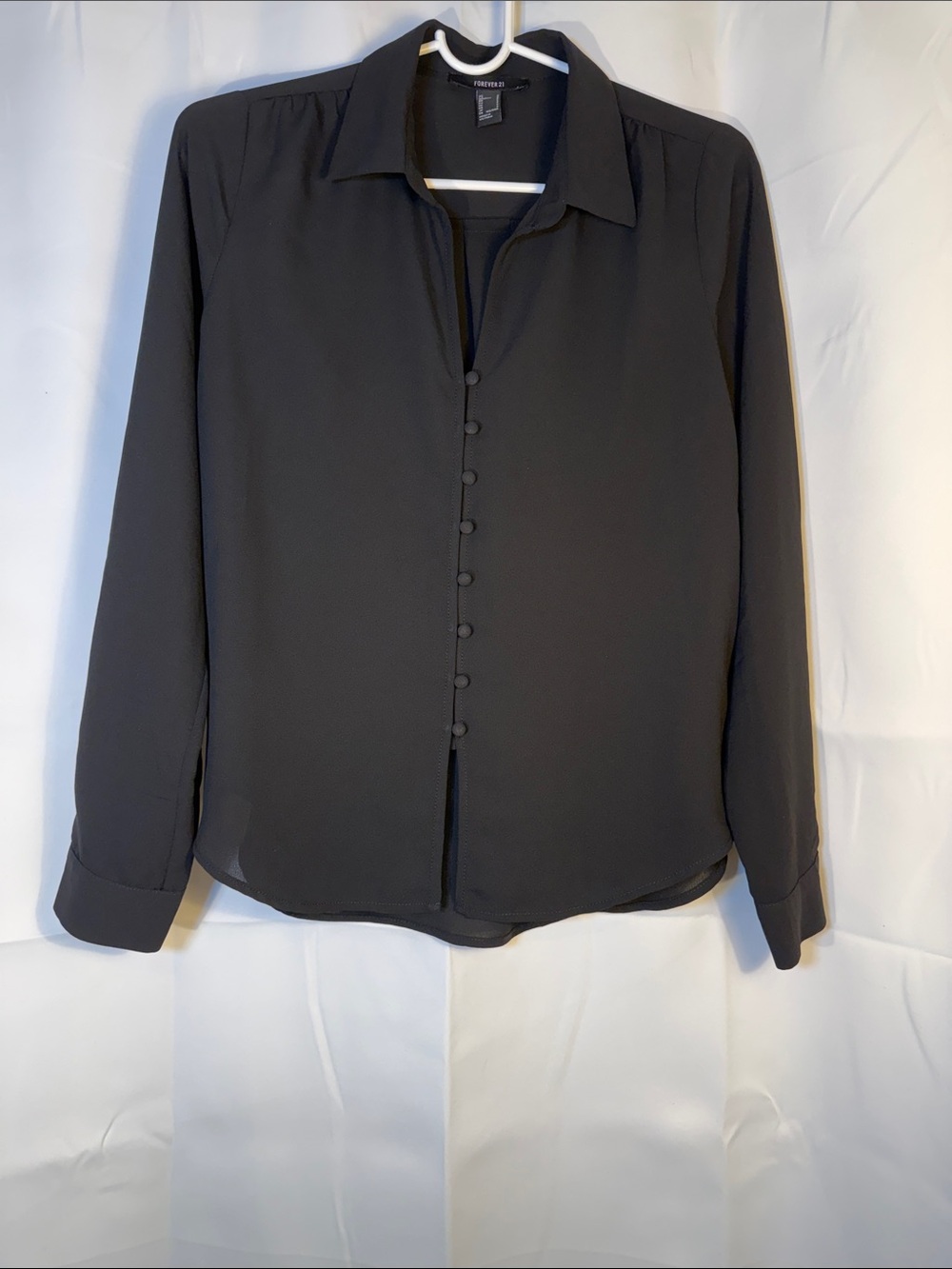 Forever 21 Black Button-Down Long Sleeve Shirt